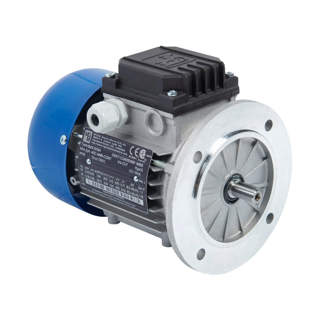 M.G.M. Electric Motors SMX IE2 | 1/4 HP, 1800 RPM, 3-Phase (IEC 63) B5