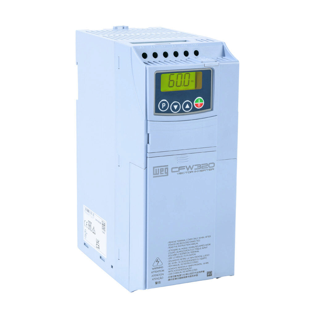 WEG CFW320 10HP VFD Drive | 460VAC 3-Phase Input | Enclosed C-Frame | Dynamic Braking | SVC/V/Hz/VVW