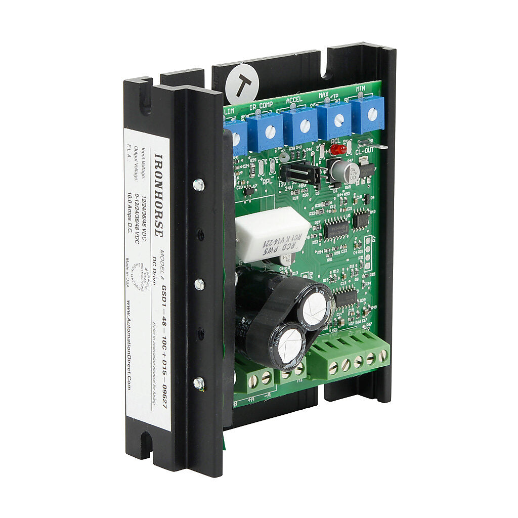 IronHorse GSD1 DC Drive | 12-48 VDC, 10A, 1/50-1/2 HP (Panel Mount)
